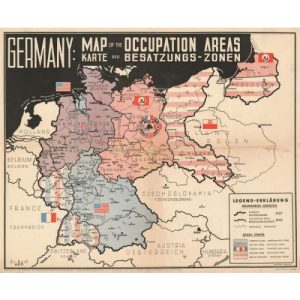 1945 Atlanta GmbH Map of Germany and Allied Occupation Zones After World War II (Original)