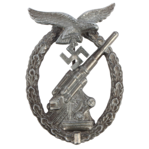 Original German WW2 Silver Grade Luftwaffe Anti-Aircraft Flak Badge by E. Ferdinand Wiedmann of Frankfurt
