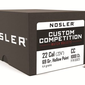 Nosler Custom Competition Bullets 22 Caliber (224 Diameter) 69 Grain Hollow Point Boat Tail