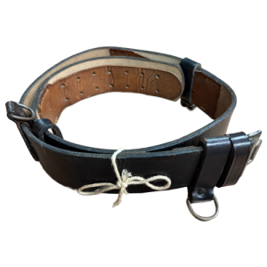 WW2 German SS Officer Black Leather Dress Belt By bmd Dated 1942 Stamped RZM (Original)