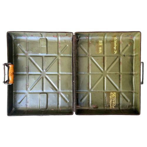 WW2 Original German Metal M24 Stick Grenade Case Dated 1935 With 4 Original Stick Grenades (Original) - Image 5