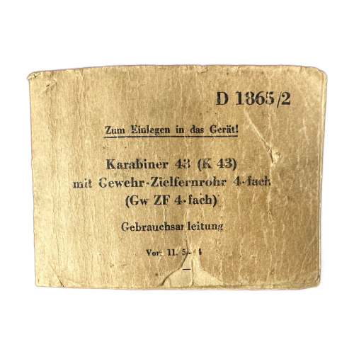 WW2 Original Very Rare German K43 Rifle Butt Stock field Manual (Original)