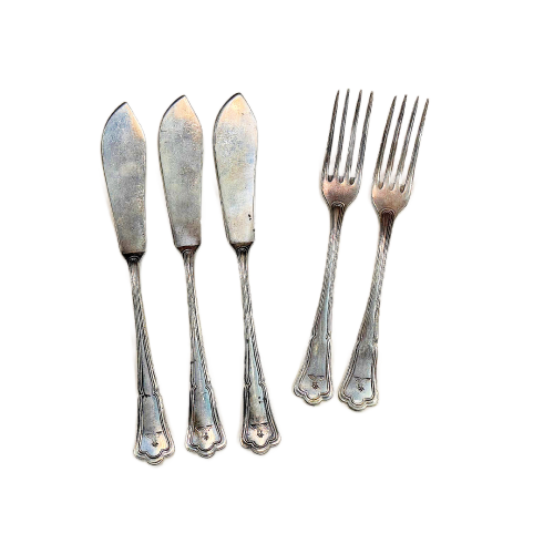 German Third Reich Luftwaffe Sterling Silver plated 16 Piece Silverware Set Marked 1938 Rostfrei Solingen by Giessen (Original) - Image 5