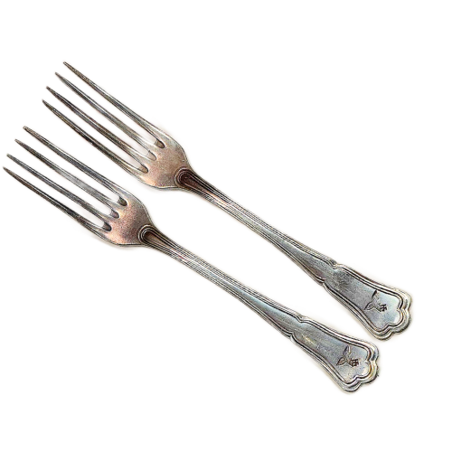 German Third Reich Luftwaffe Sterling Silver plated 16 Piece Silverware Set Marked 1938 Rostfrei Solingen by Giessen (Original) - Image 4
